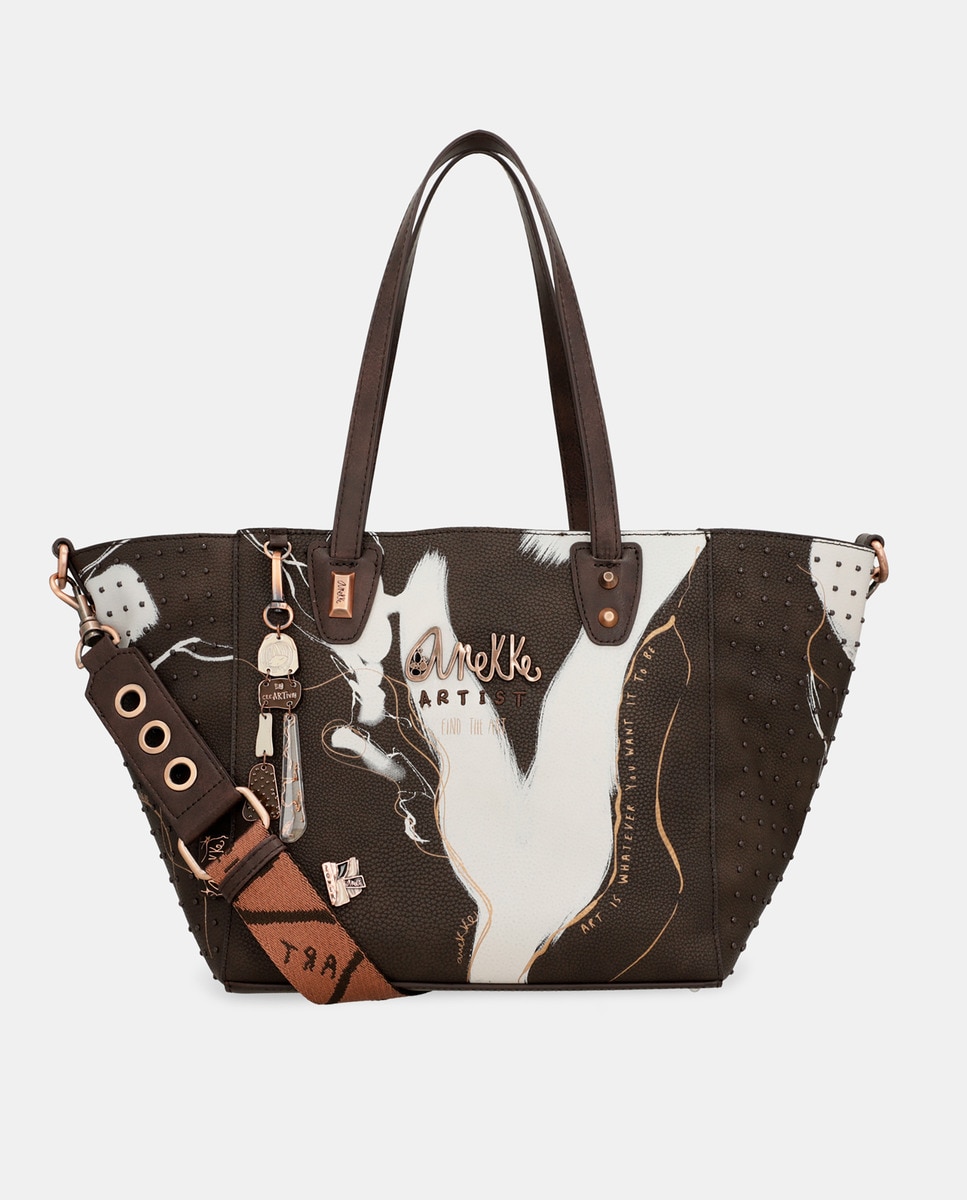 Sac cabas foncé imprimé à bandoulière amovible