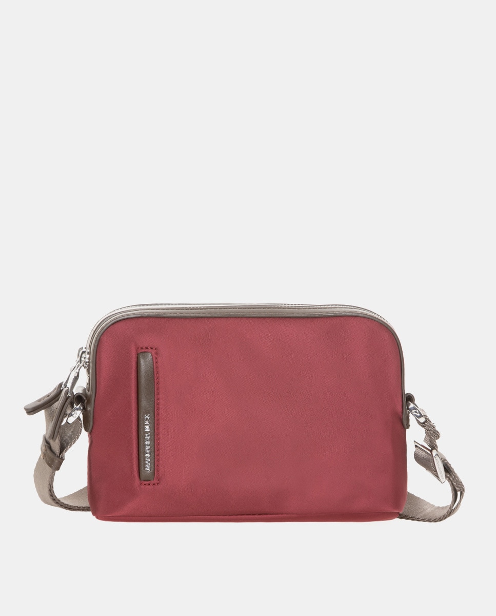 Petit sac à bandoulière à double fermetureen nylon brillant