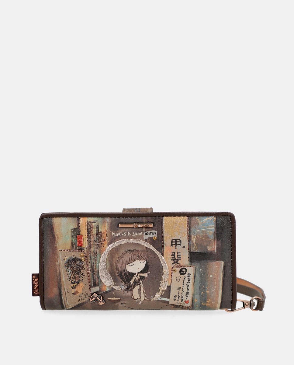 Grande pochette rigide à imprimé fantaisie avec anse courte