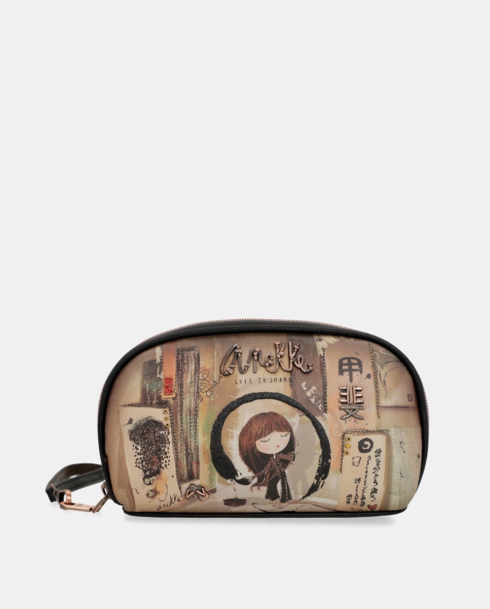 Grande pochette à imprimé fantaisie avec anse courte