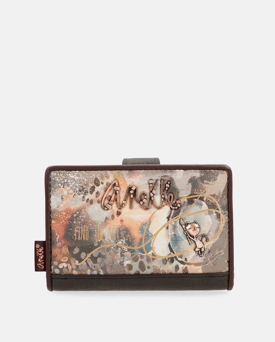 Petite pochette rigide imprimé fantaisie avec languette de fermeture