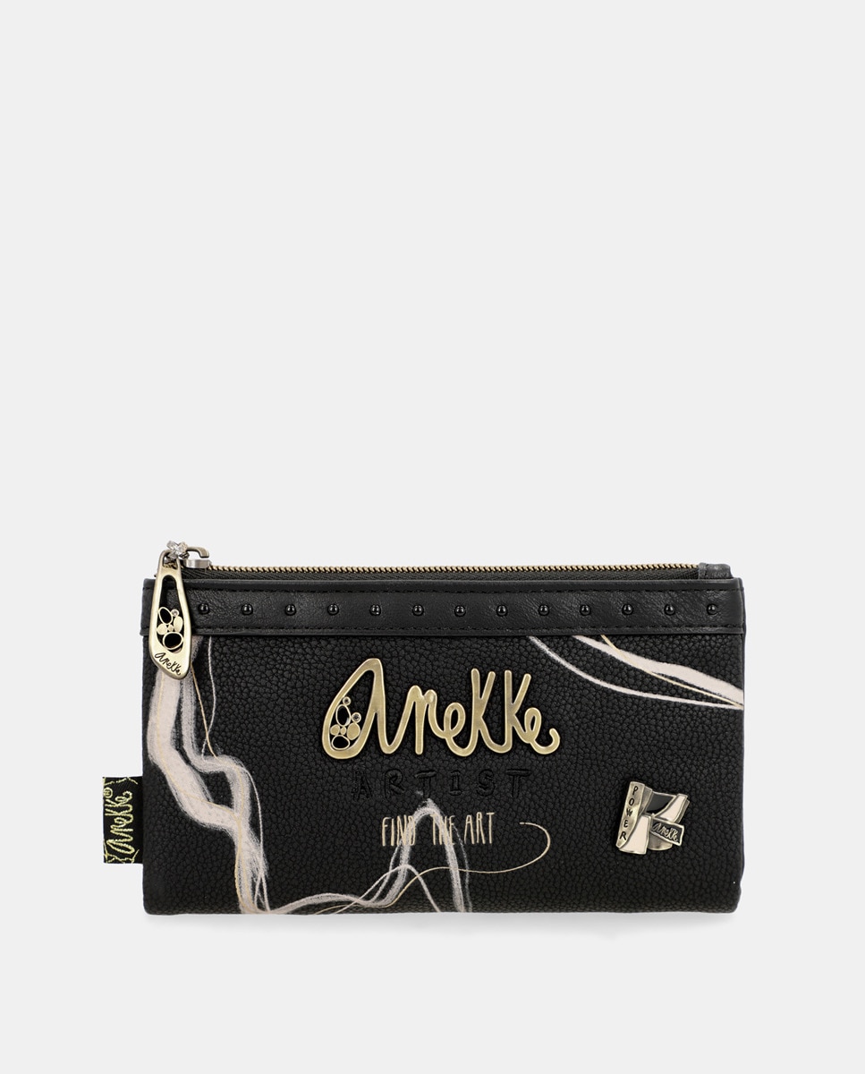 Grande pochette à détails contrastants zippée