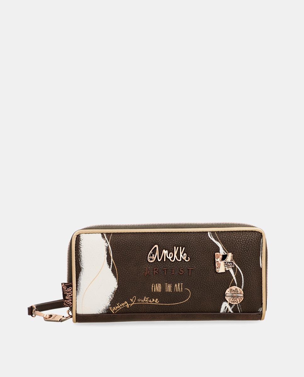 Grande pochette rigide foncé à détails contrastants et anse courte