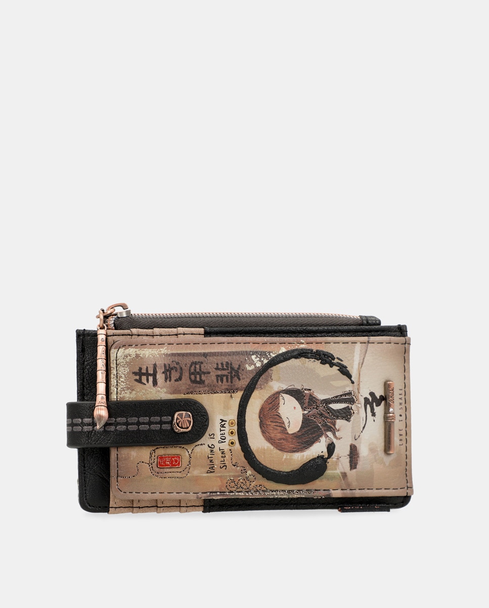 Portecartes avec imprimé fantaisie multicolore à rabat