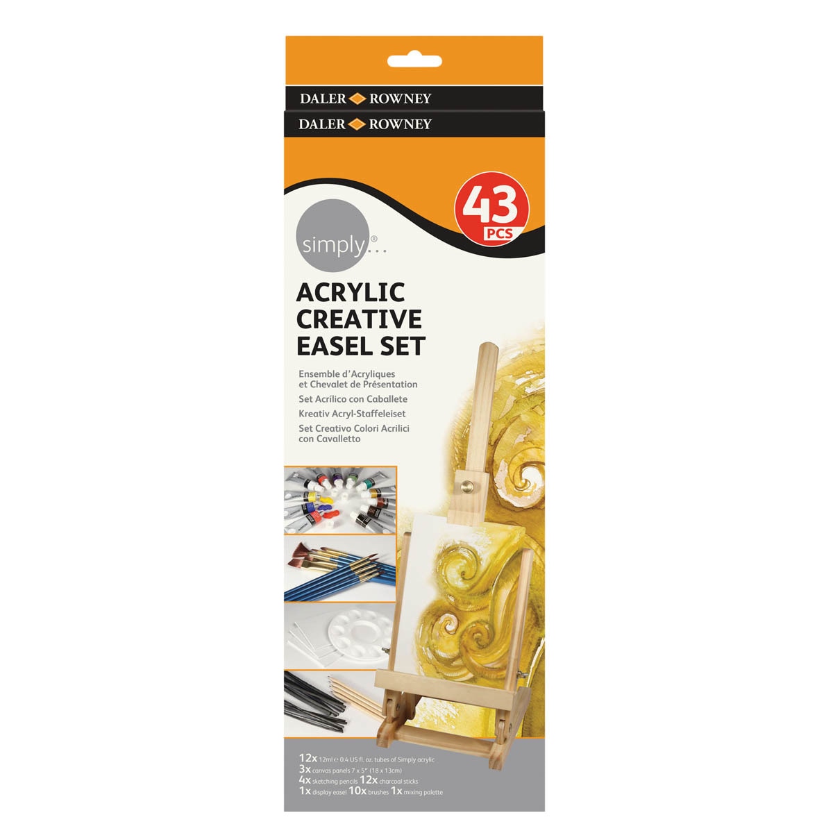 Conjunto Criativo de Cores Acrílicas com Cavalete Simply 1