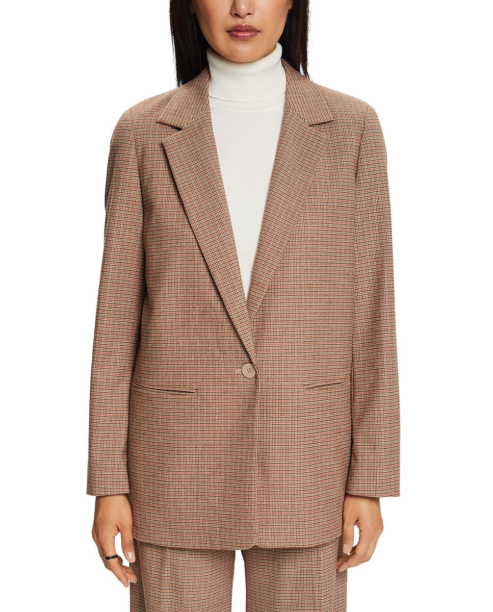 Blazer à carreaux longueur hanche