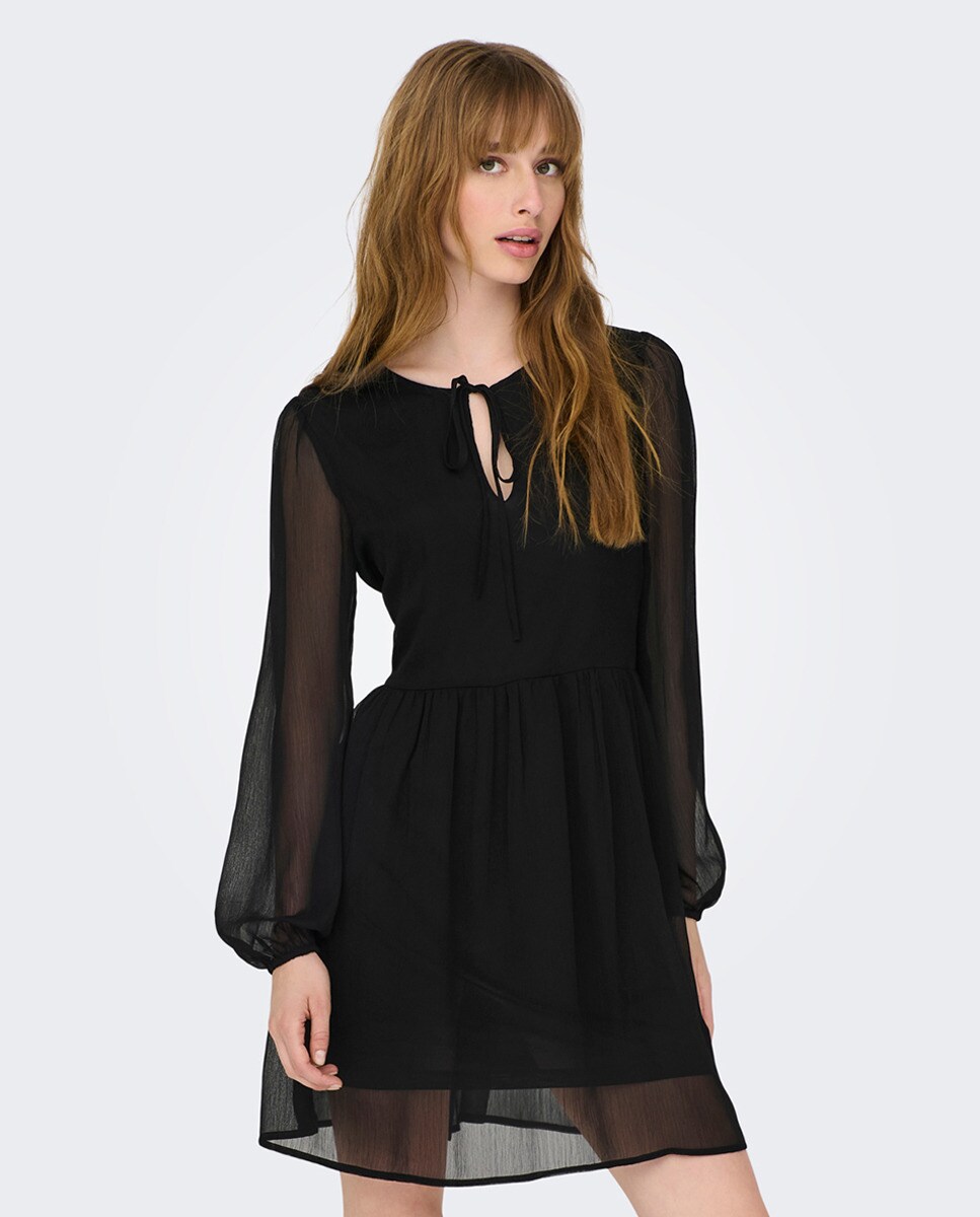 Robe courte fluide à manches longues