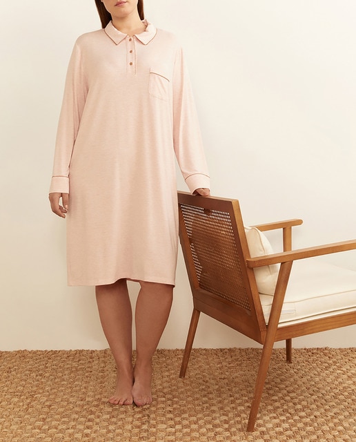 Imagen 0 de Camisón liso con cuello camisero