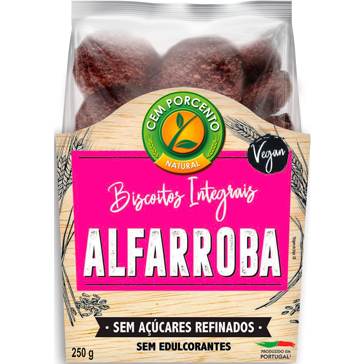 Biscoitos Integrais de Alfarroba embalagem 250 g