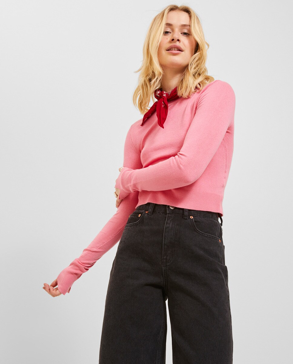 Pull crop en maille uni