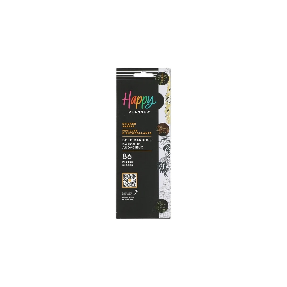 Pacote de 8 folhas de autocolantes barrocos ousados Happy Planner multicoloridos 1