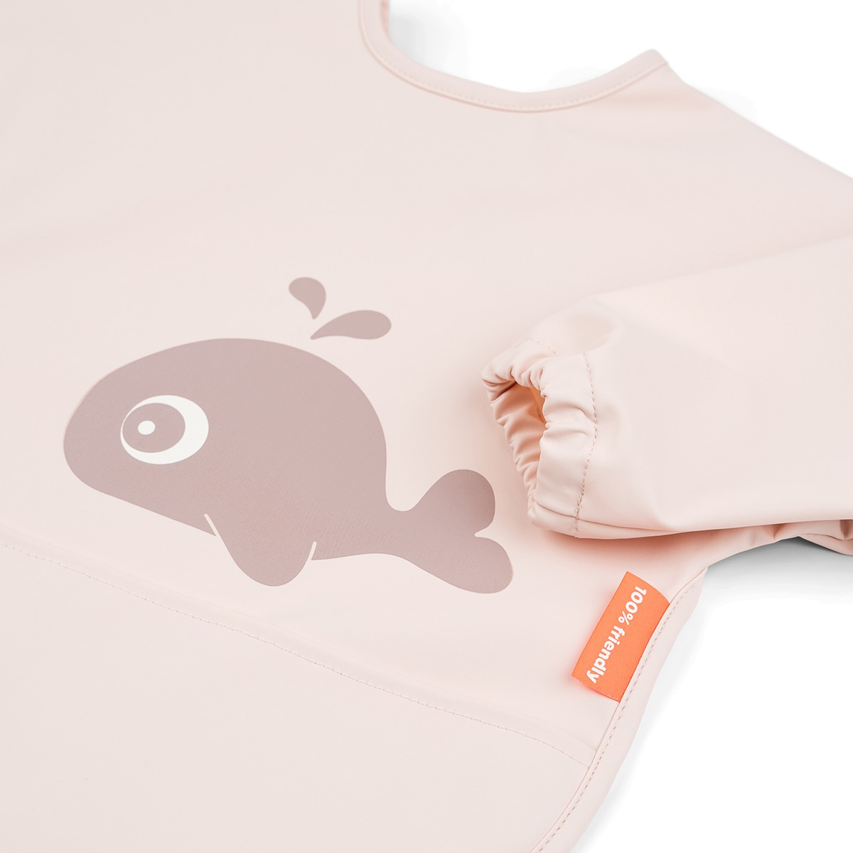 Babero impermeable Done by Deer con bolsillo recoge migas y mangas Sea Friends Rosa pastel-2