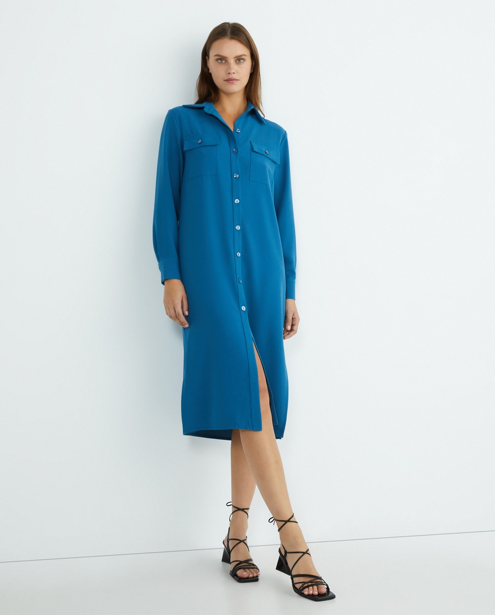 Robe unie à manches longues