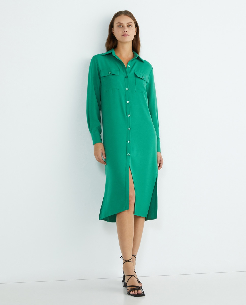 Robe unie à manches longues