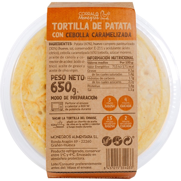 potato and onion omelette container 650 g