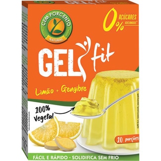 Gel Fit preparado para hacer gelatina con sabor a limón y jengibre 10 raciones envase 60 g 0% azúcares añadidos - Cem Porcento