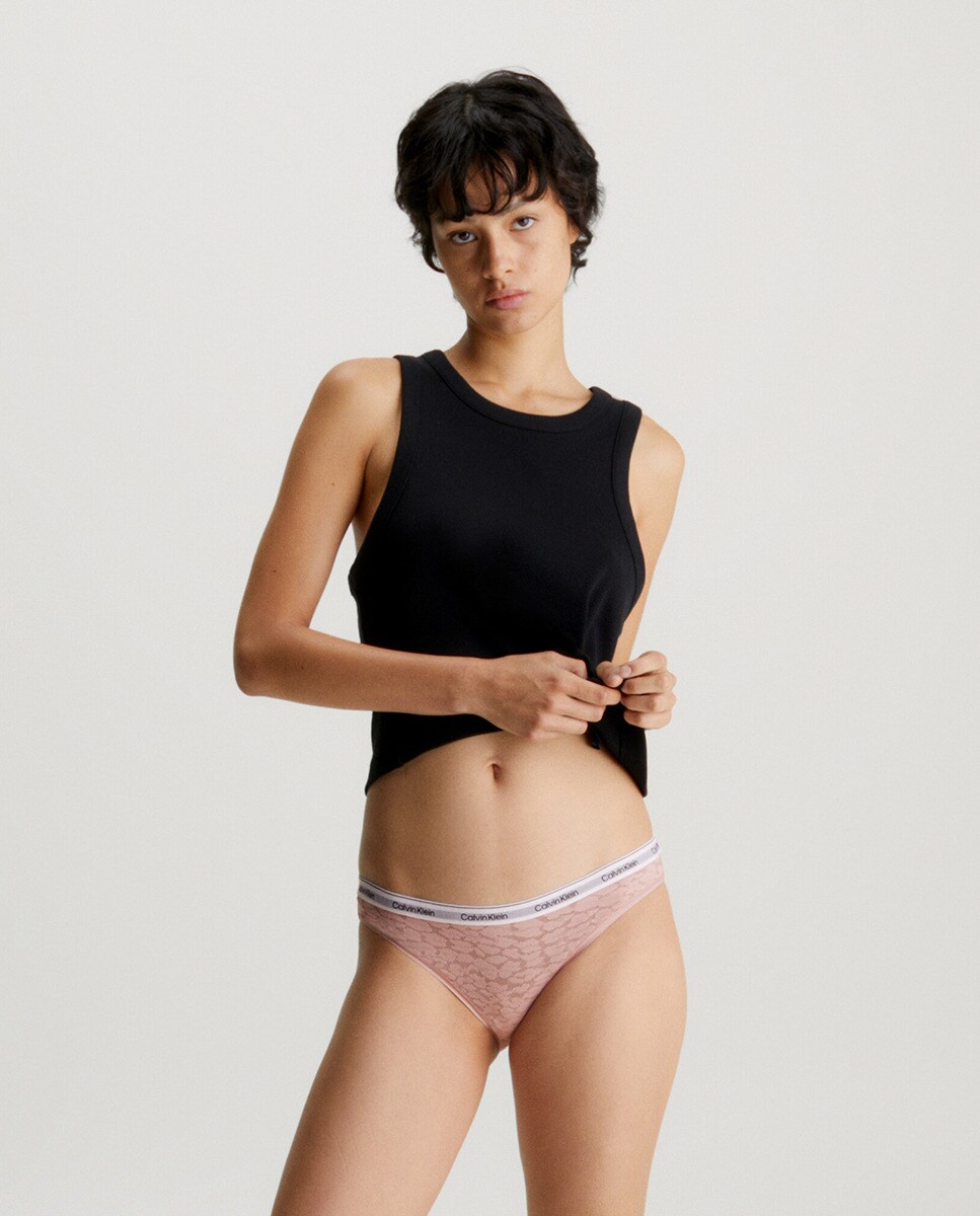 Cueca Clássica - Modern Logo W/ Lace Rosa-5