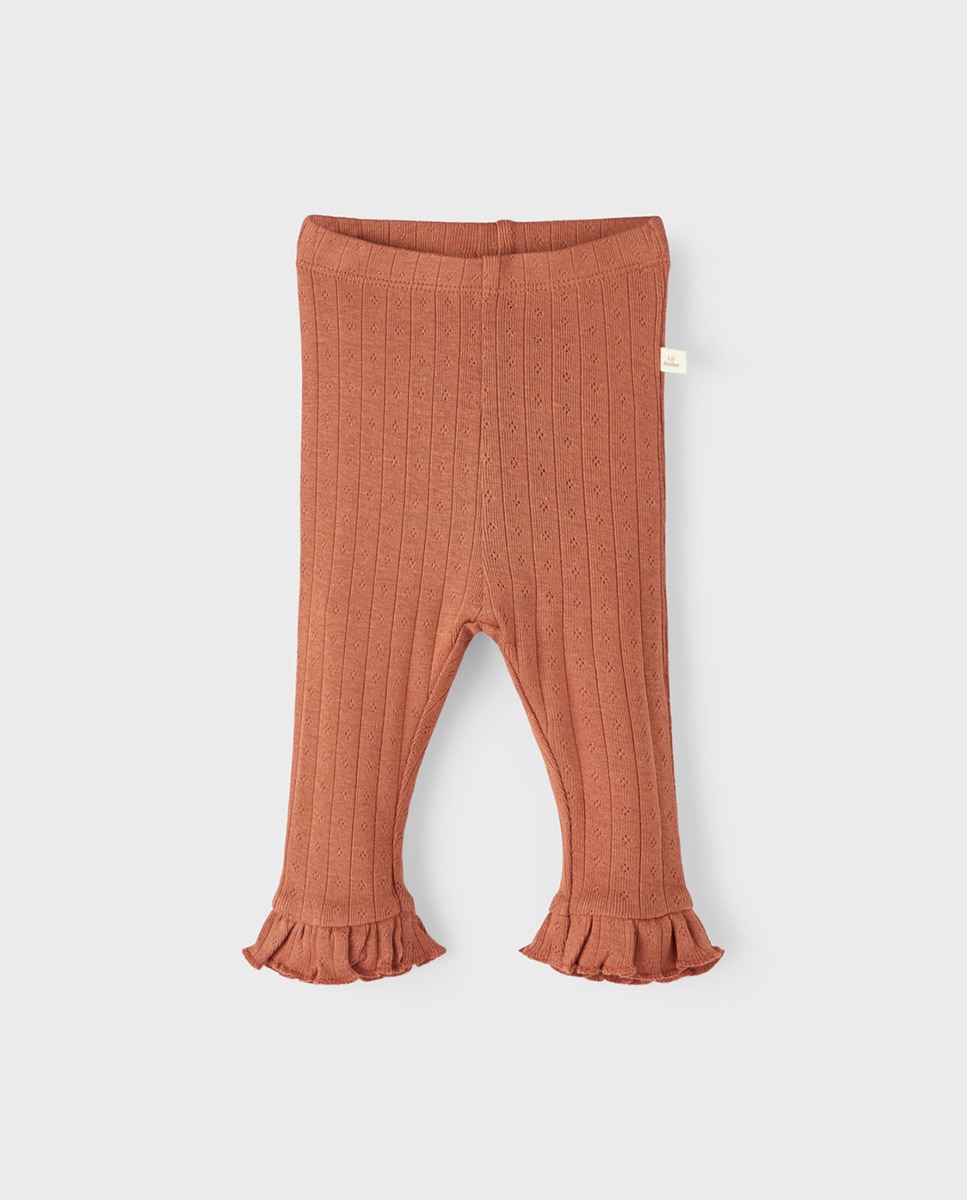 Calças de Bebé com Detalhe de Folho Laranja-1