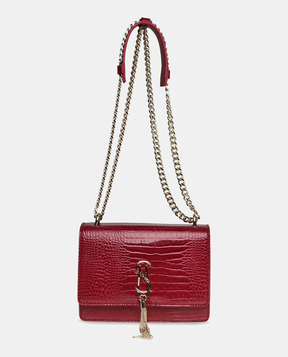 Sac à bandoulière gravé avec anse chaîne et rabat