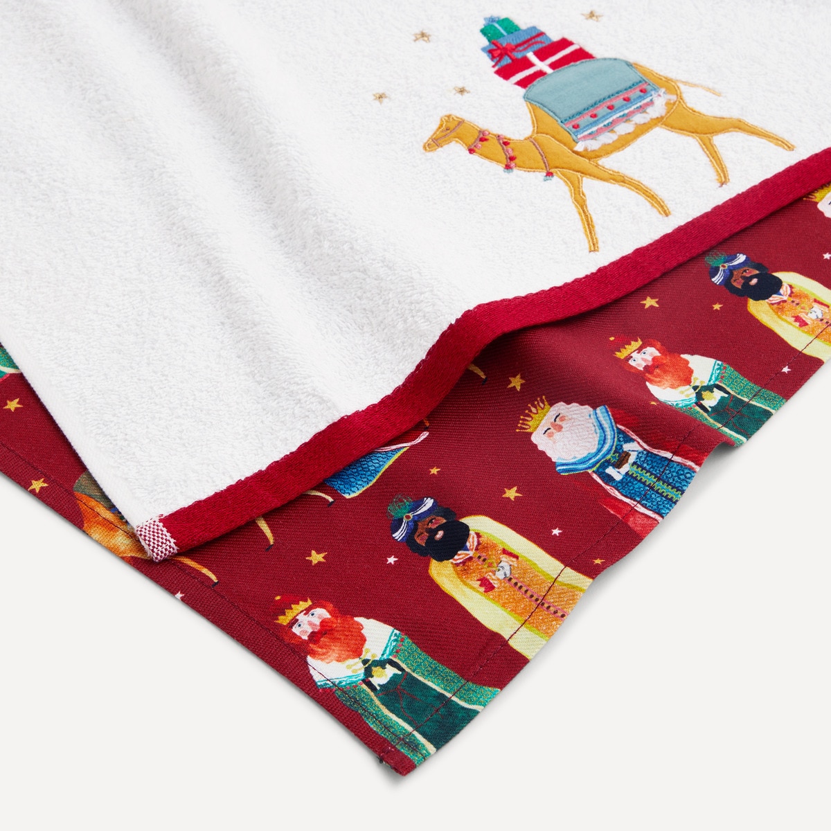 Set 2 paños cocina algodón Reyes Magos El Corte Inglés Rojo-4