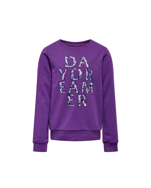 Imagen 0 de Sudadera de niña con print frontal y cuello redondo.