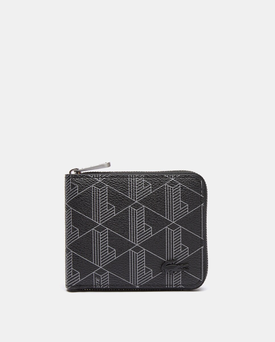 Petit portefeuille à imprimé monogramme zippé