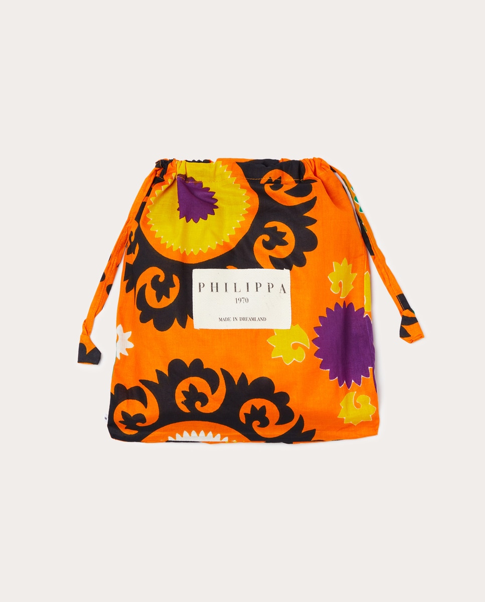Pijama largo de algodón estampado Naranja-5