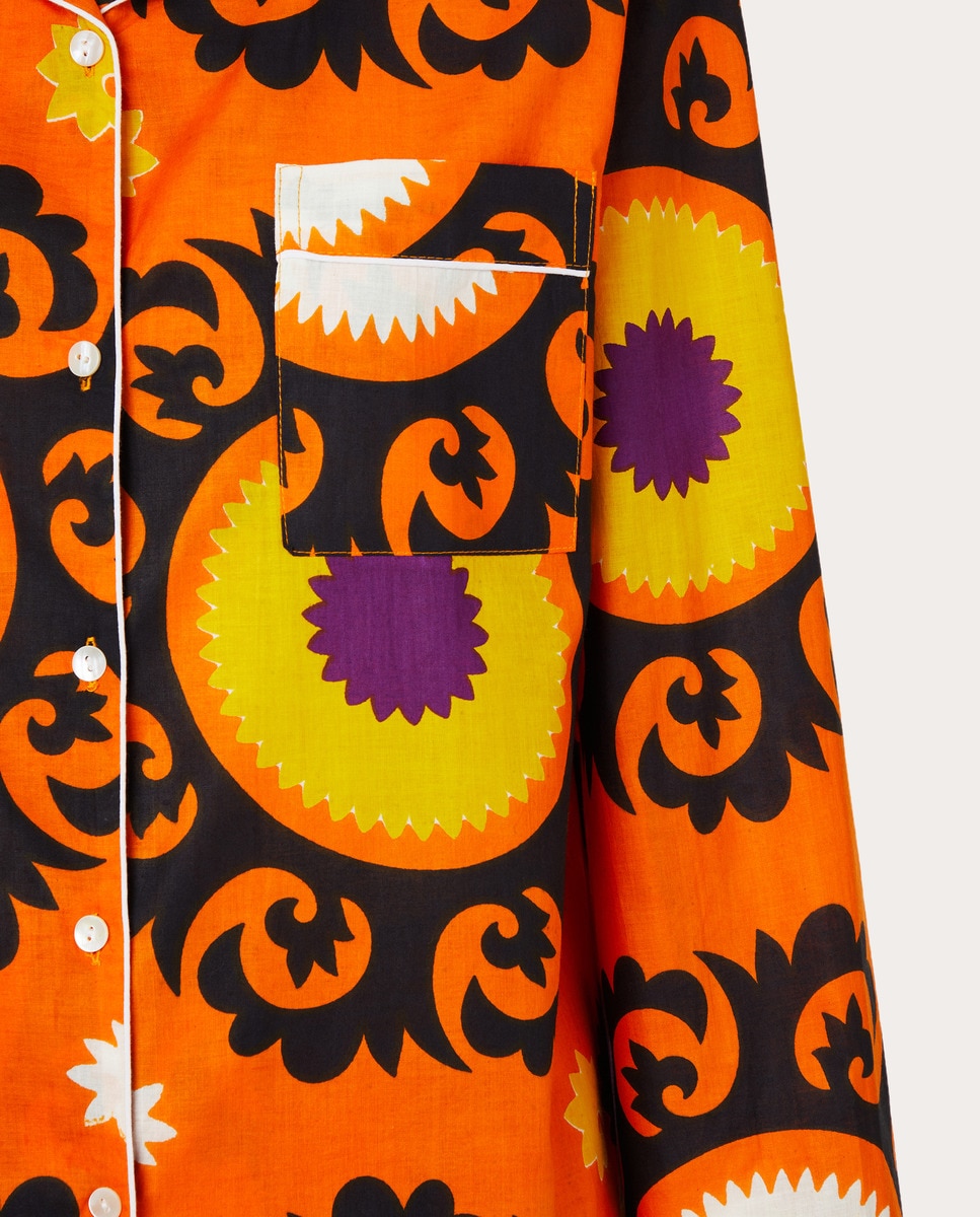 Pijama largo de algodón estampado Naranja-3