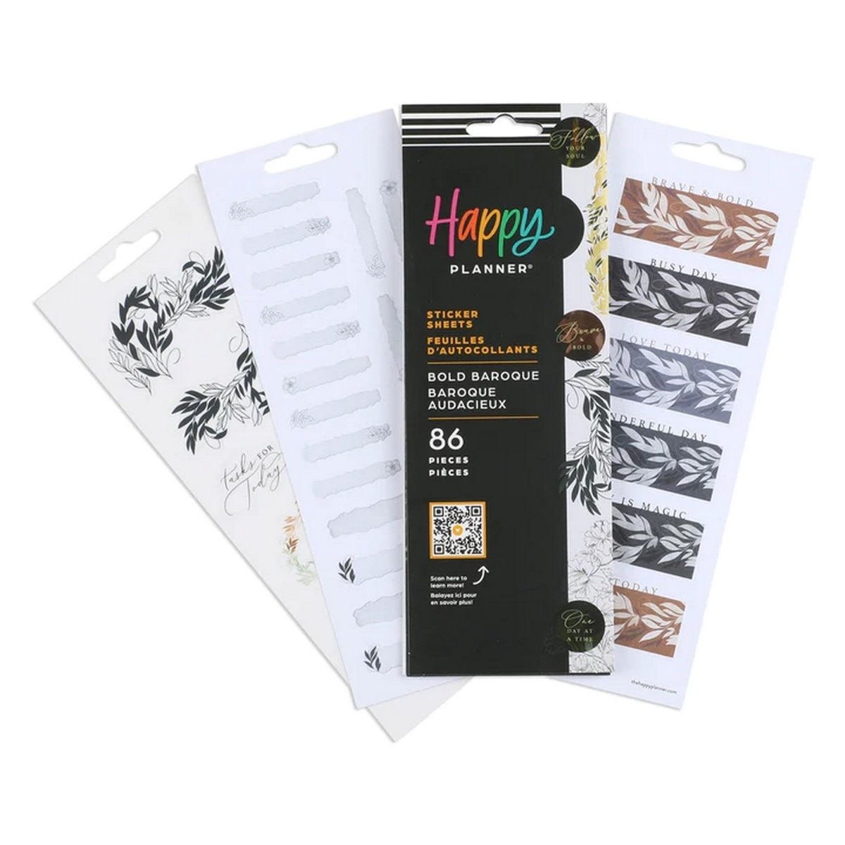 Pacote de 8 folhas de autocolantes barrocos ousados Happy Planner multicoloridos 2