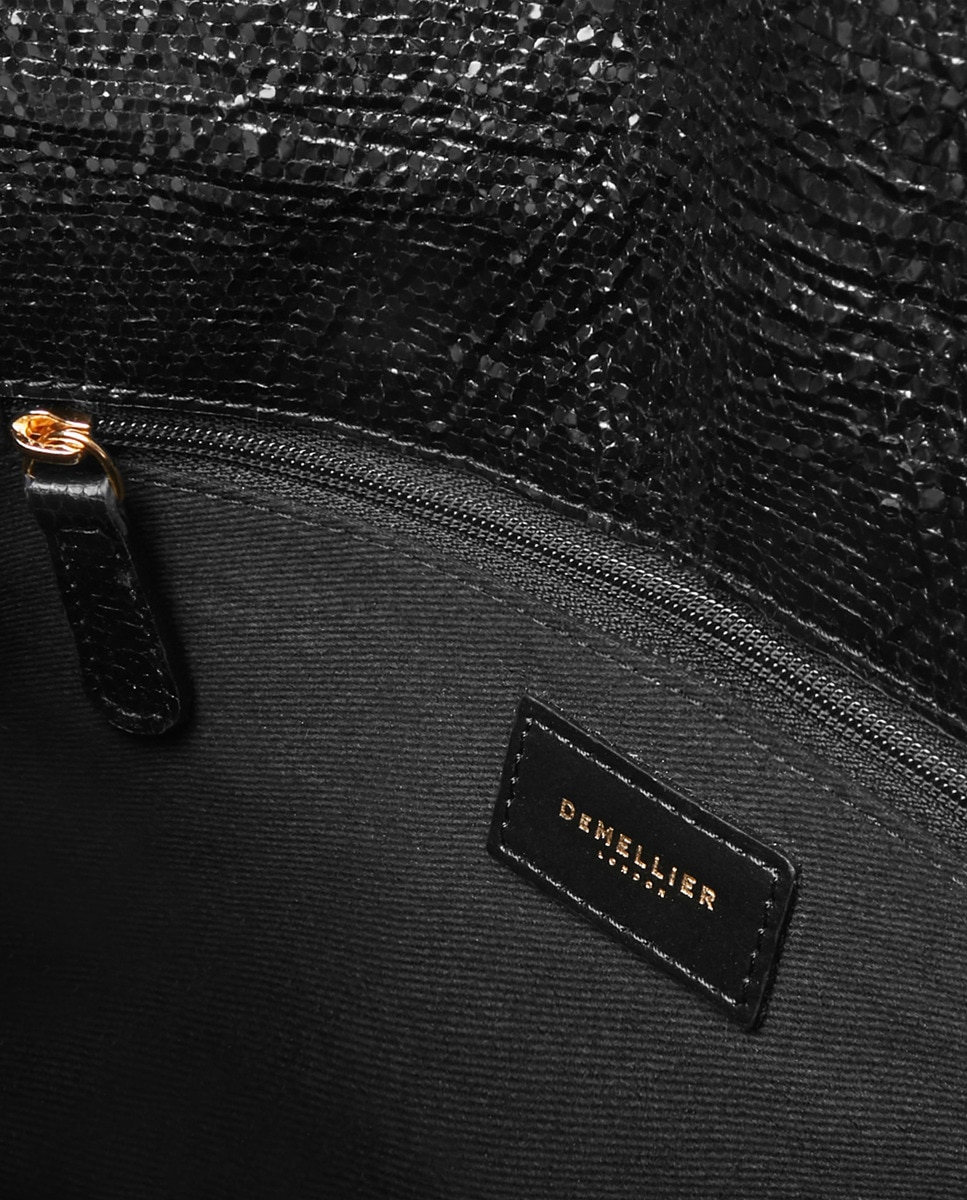 Cartera de mano London Clutch en piel ovina en negro metalizado