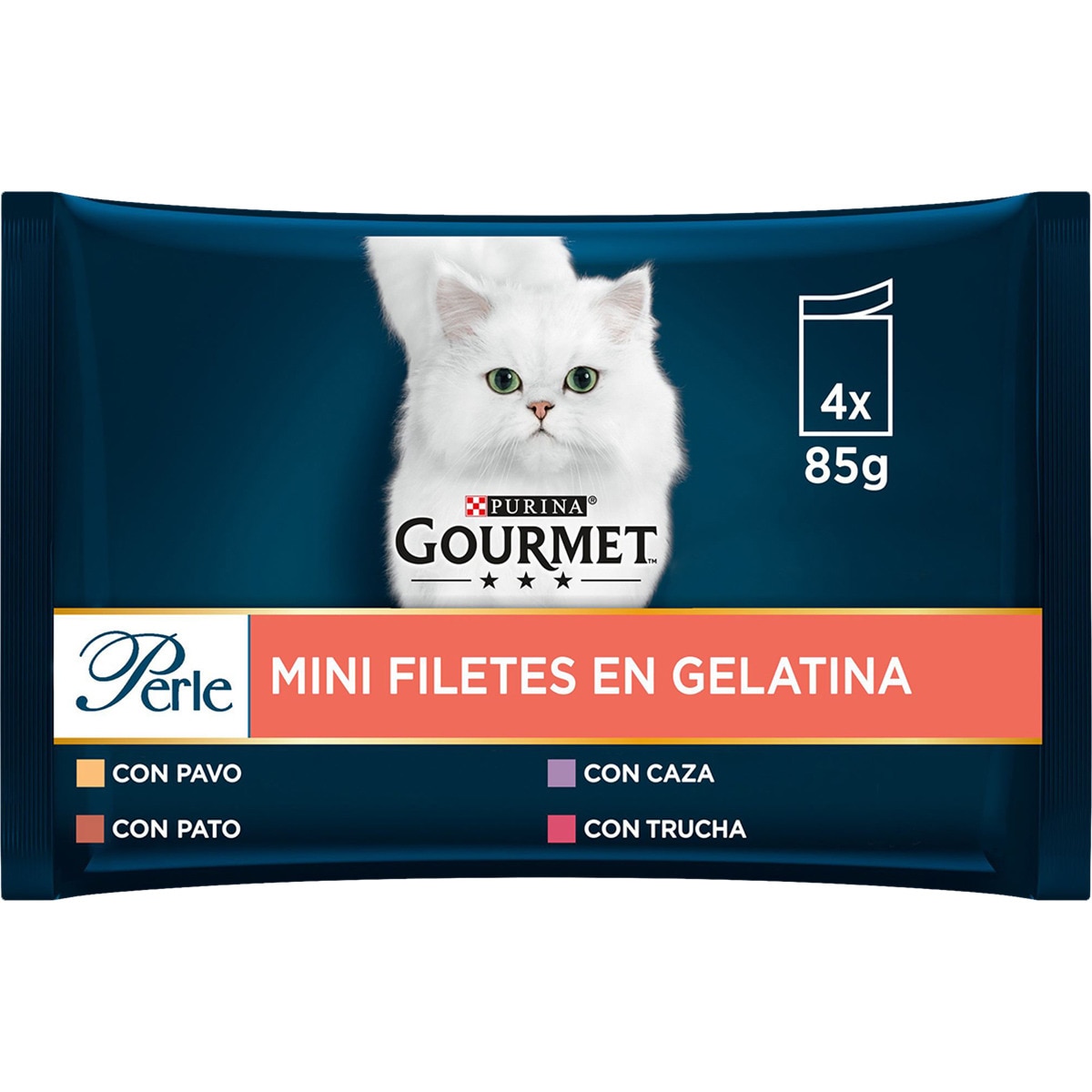 Perle comida húmeda para gatos Mini Filetes en Gelatina 4 bolsas 85 g