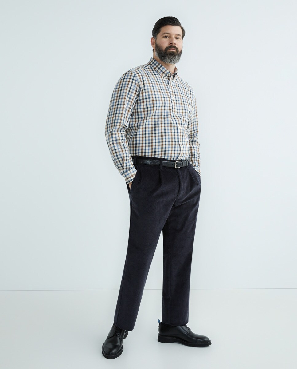 Pantalon habillé côtelé