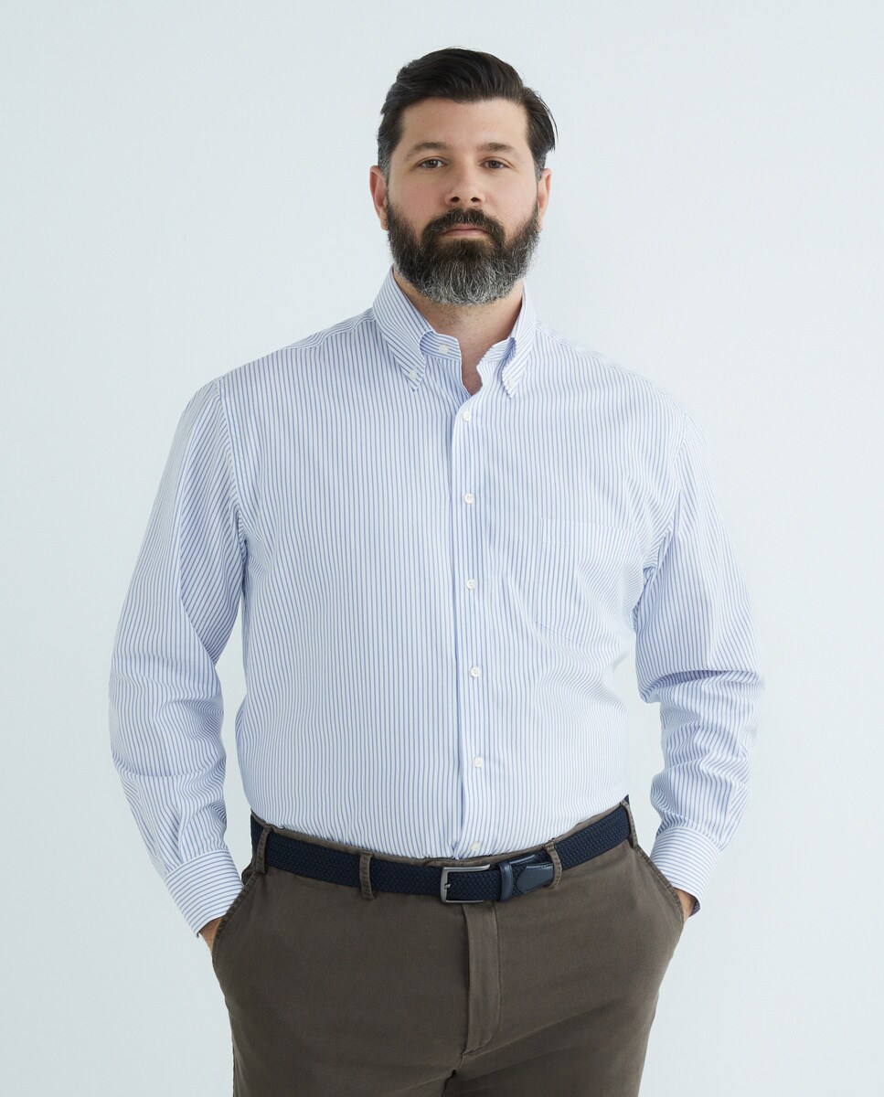 Chemise casual classique manches longues à motif Grandes Tailles