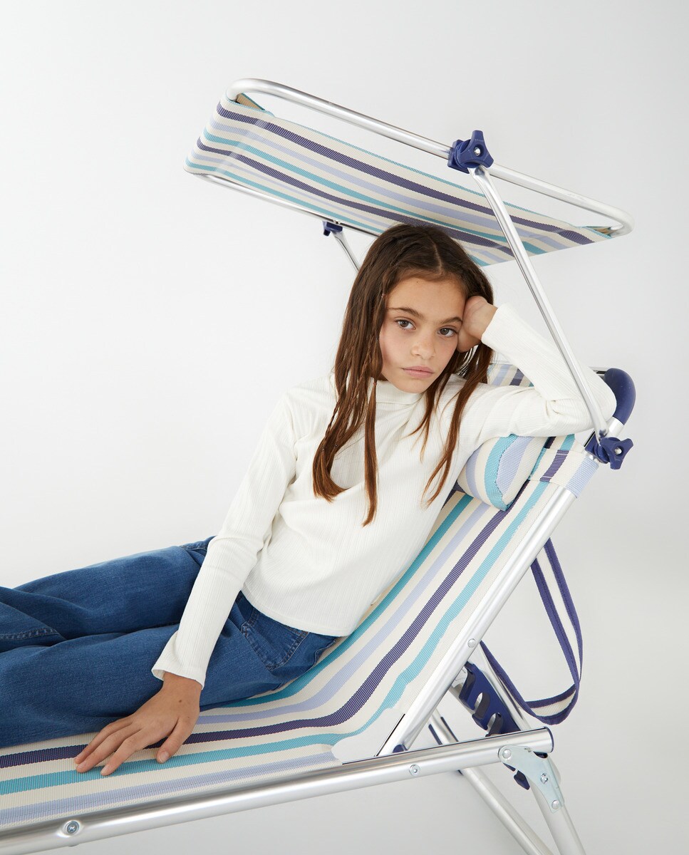 Tshirt manches longues côtelé à col roulé