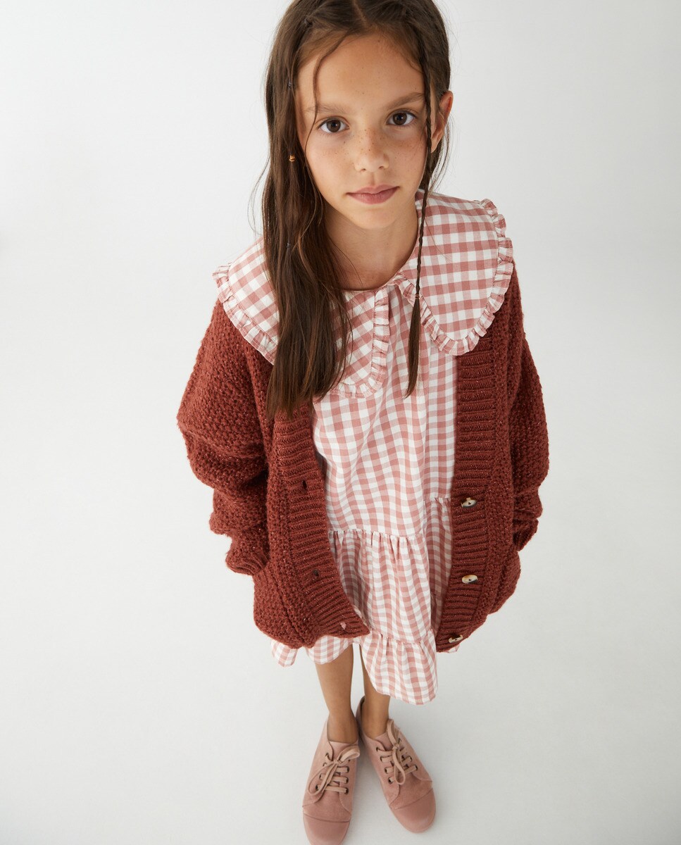 Robe à carreaux vichy et col Claudine