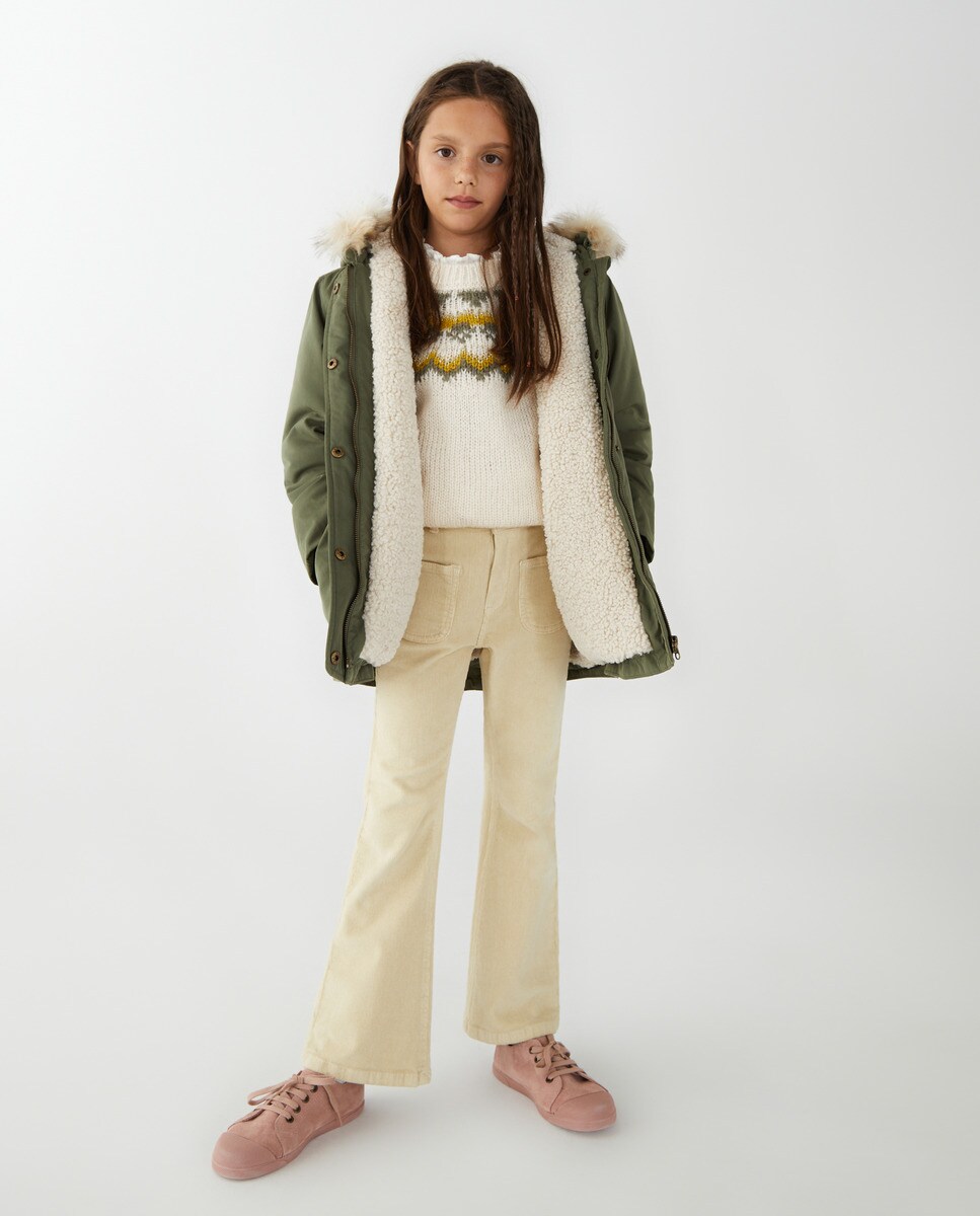 Parka à capuche moutonnée cordon de serrage