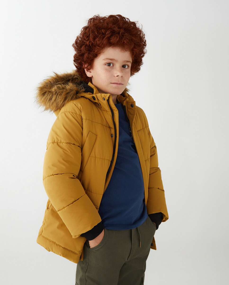 Parka unie à capuche amovible