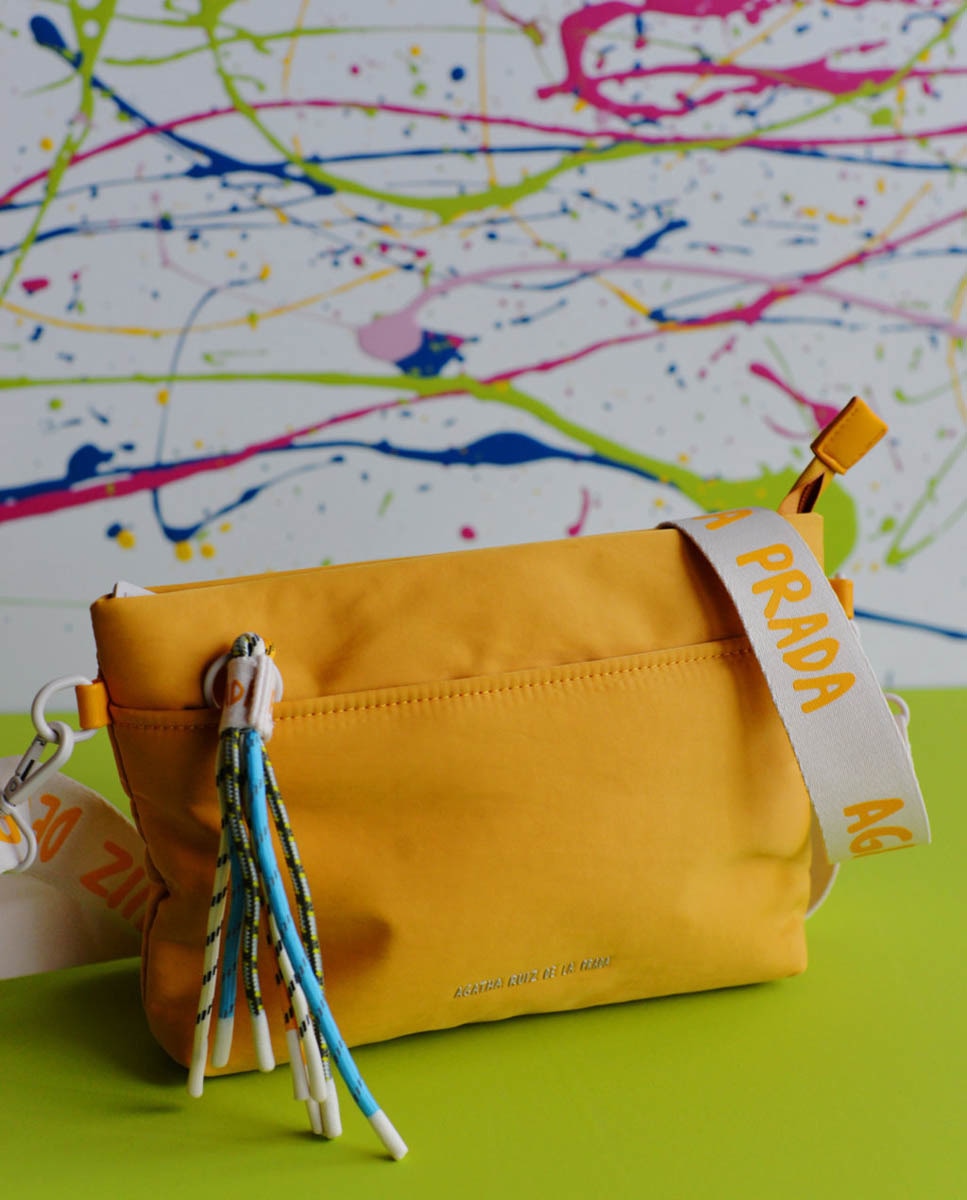 Mala a Tiracolo com Borla às Cores e em Nylon - Amarelo Amarelo-4