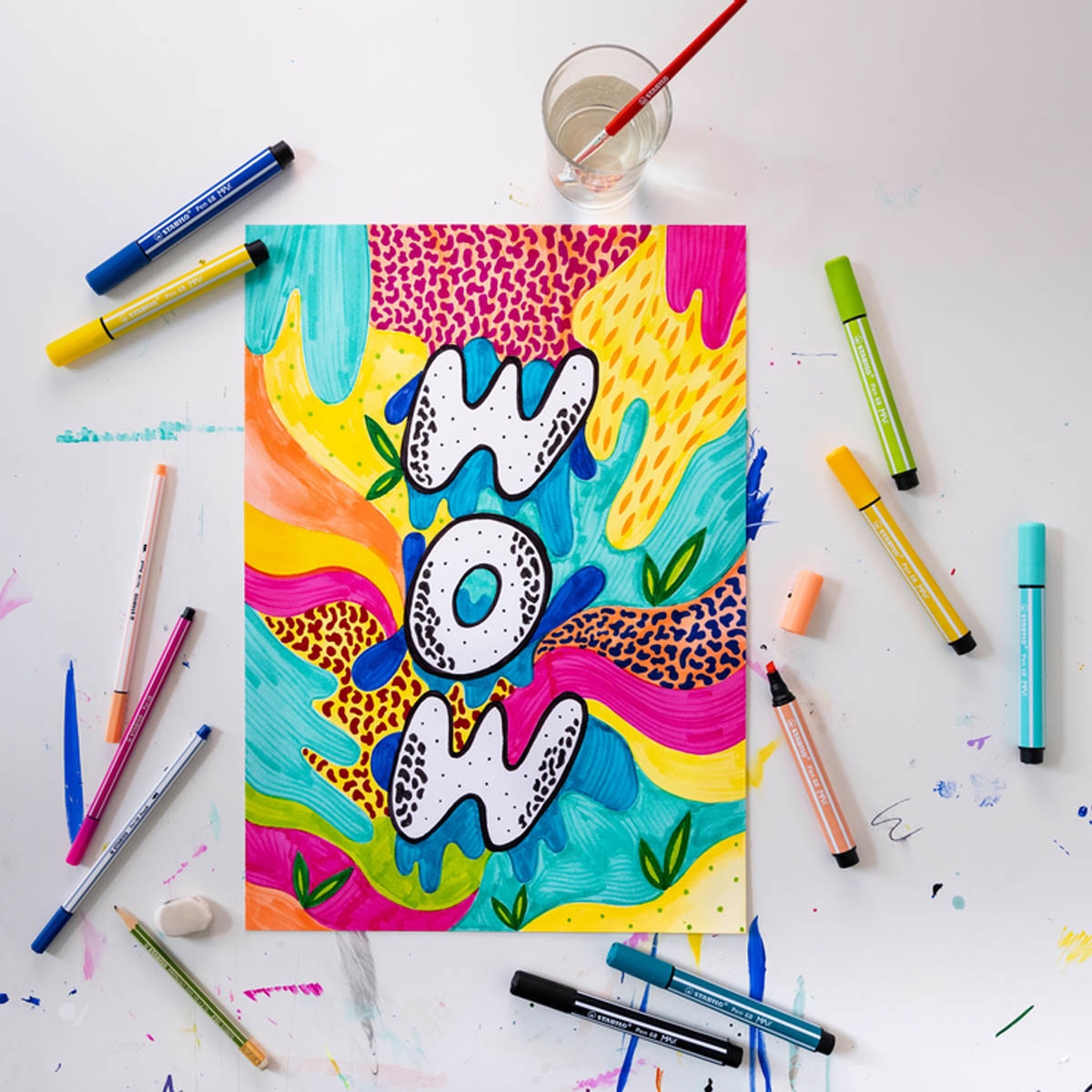 Caja metálica con 20 rotuladores punta biselada Pen 68 MAX STABILO multicolor Multicolor-3