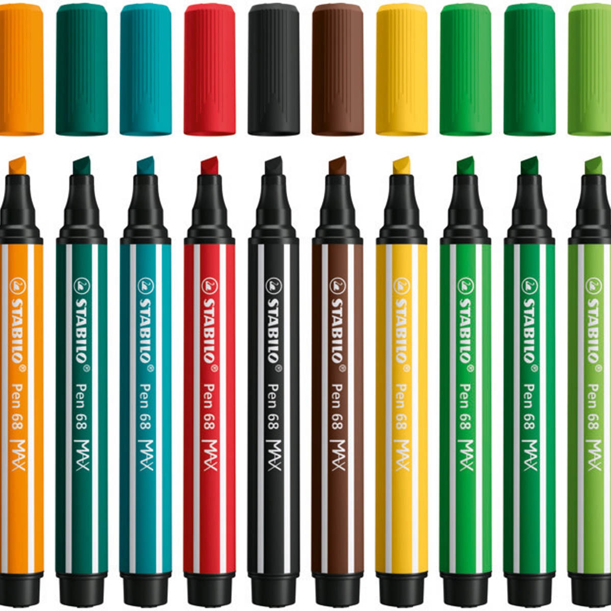 Caja metálica con 20 rotuladores punta biselada Pen 68 MAX STABILO multicolor Multicolor-2