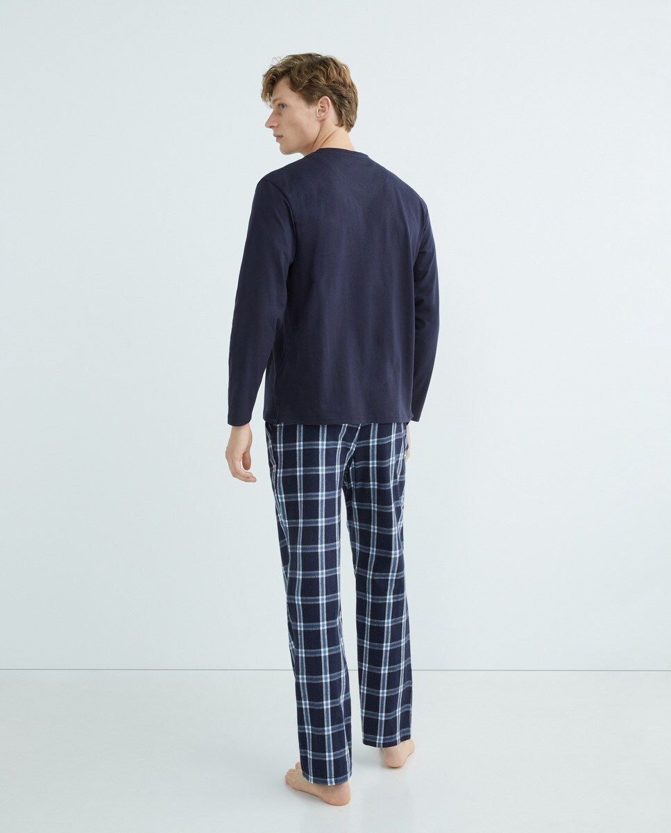 Pijama combinado hombre algodón Azul-2