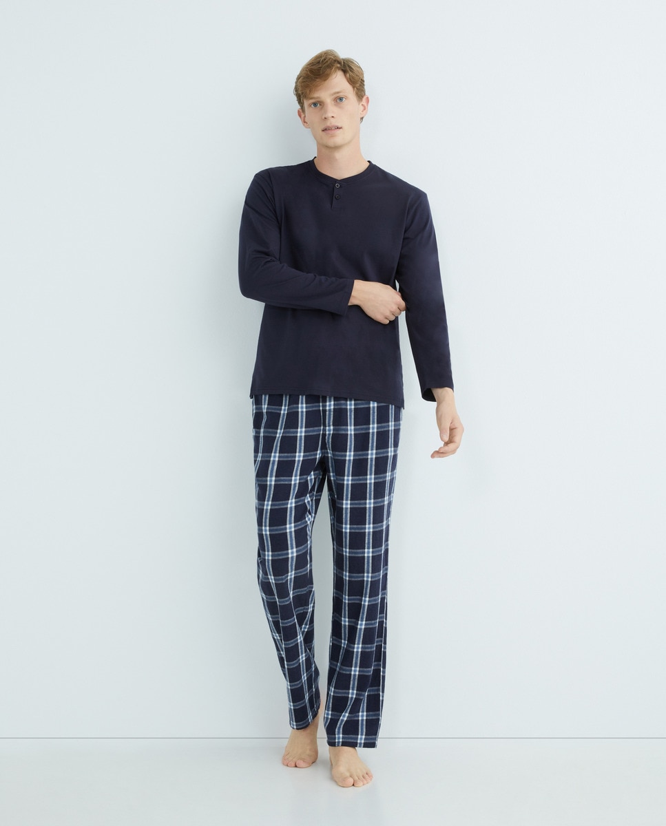 Pijama combinado hombre algodón Azul-1