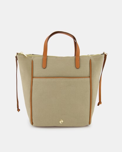 Imagen 0 de Tote grande en beige con detalles a contraste