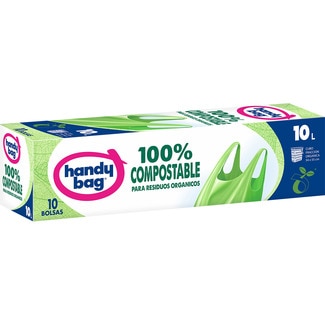 bolsa de basura 100% compostable para residuos orgánicos 10 litros caja 10 unidades - Handy Bag