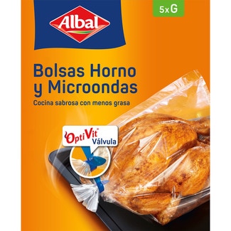 bolsas para cocinar en horno y microondas grandes caja 5 unidades válvula Optivit - Albal