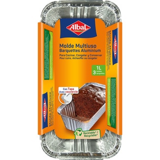 molde de aluminio pastel con tapa 1l 21x11 cm envase 3 unidades - Albal
