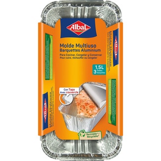 molde de aluminio pastel con tapa 1,5 l 25x13 cm envase 3 unidades - Albal