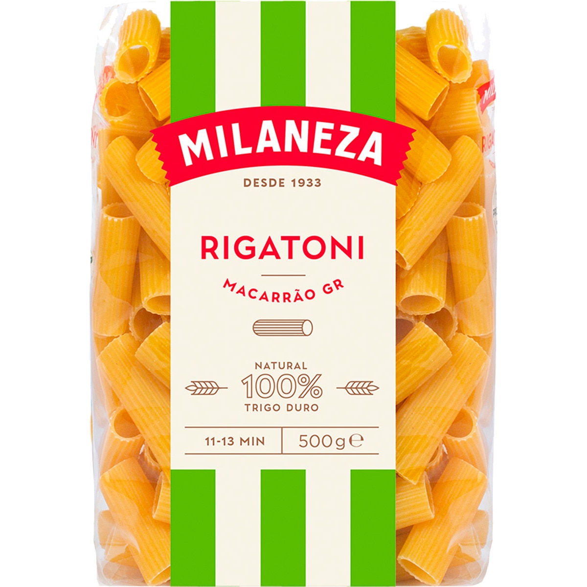 Macarrão Grande Rigatoni embalagem 500 g