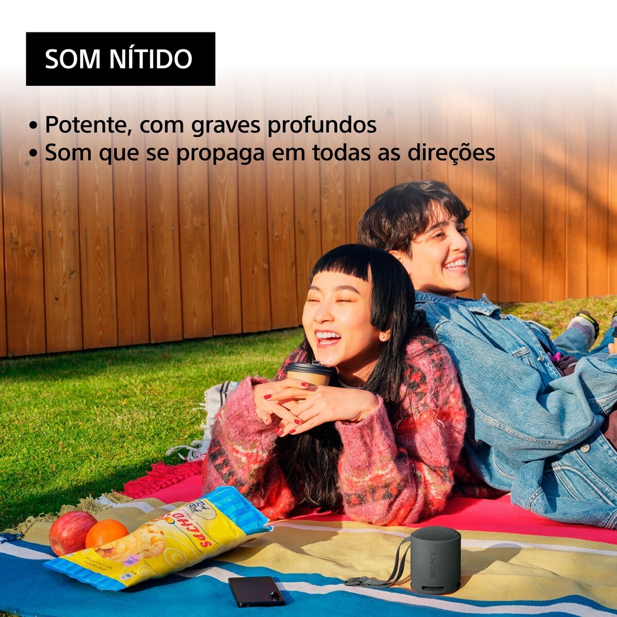 Coluna Portátil Sony SRSXB100B Compacta, Som Potente e Nítido com Bluetooth - Preto Preto-3