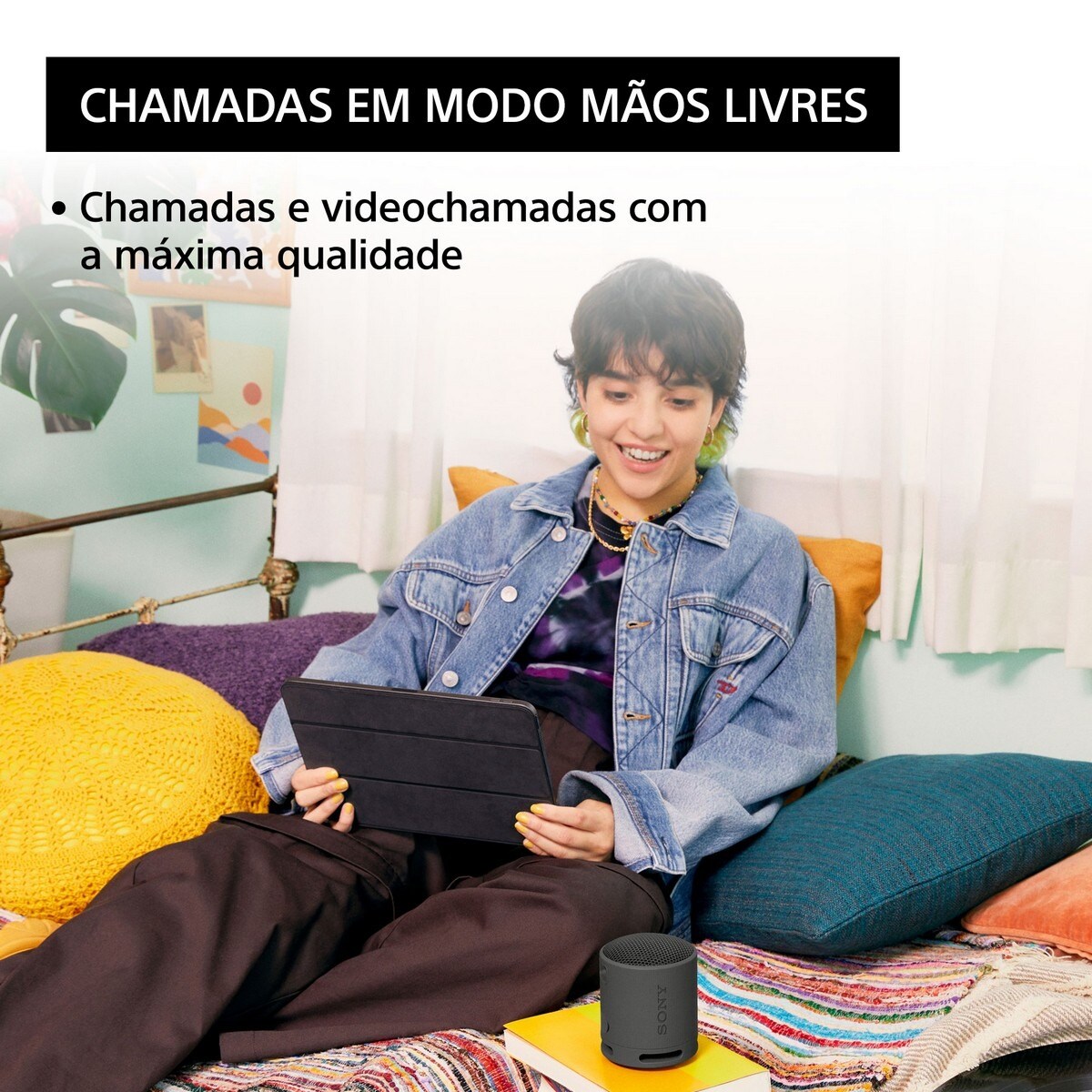 Coluna Portátil Sony SRSXB100H Compacta, Som Potente e Nítido com Bluetooth - Cinzento Cinzento-claro-8